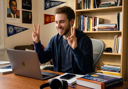 Student succeeding with online tutoring